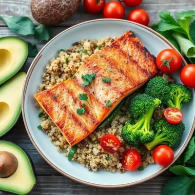 Salmón a la plancha con quinoa
